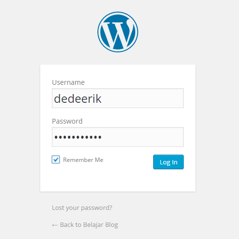 cara login ke situs wordpress, cara masuk ke wp-admin wordpresss, cara mengakses wp admin wordpress, tampilan dashboard wordpress