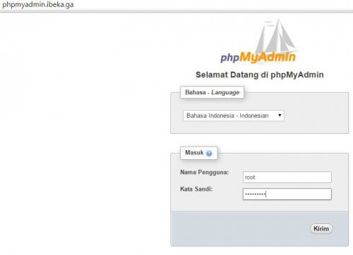 tampilan phpmyadmin gui, cara akses phpmyadmin, membuka halaman phpmyadmin di browser, phpmyadmin di chrome, phpmyadmin di mozilla